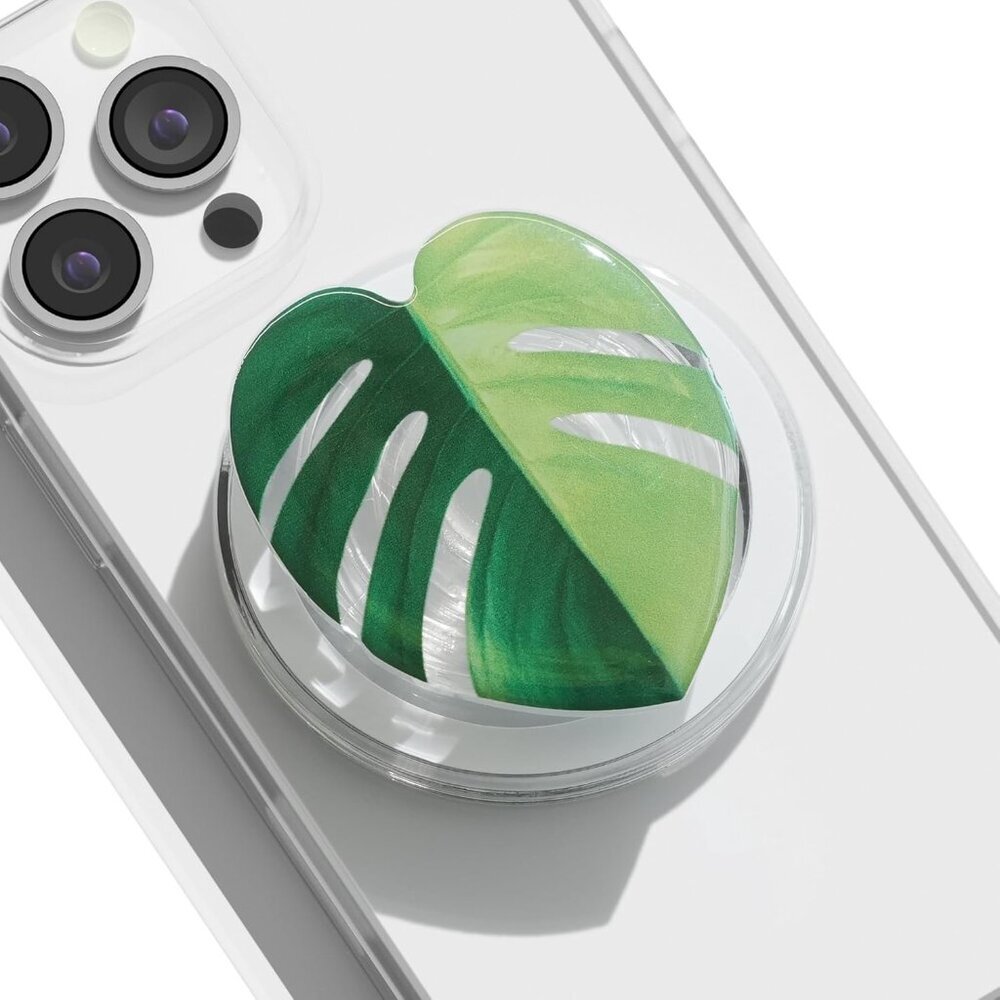 Compatible with Magsafe Magnetic Cute Acrylic Tropical Leaf Design Collapsible M